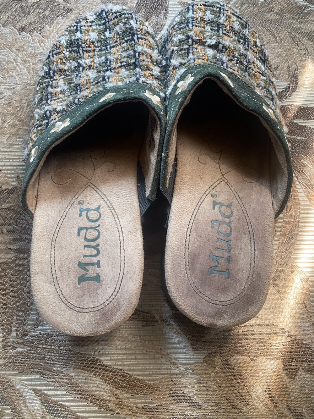 Mudd Y2K Green Yellow Tweed Floral Slip-On Clog Women’s 6 - Picture 2 of 6